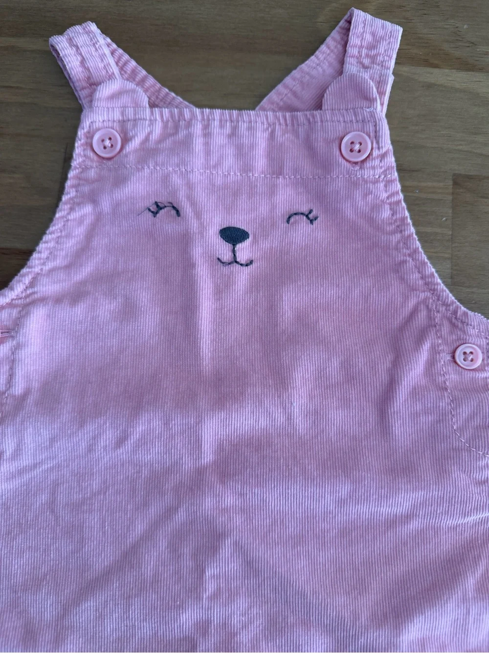 Carter's Pink Corduroy Overall Dress with Embroidered Face Size 9M